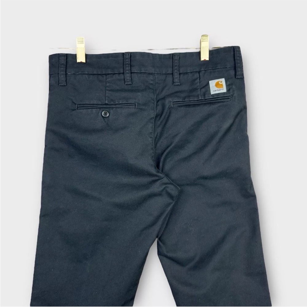 CARHARTT WIP SID Pant Mens 30x32 BLACK Straight Slim Fit Chino Pants Work Wear - Picture 4 of 14